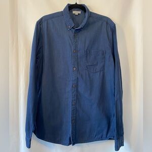 COS Mens Blue 100% Cotton Denim Button Down Medium Preppy Minimalist Coastal